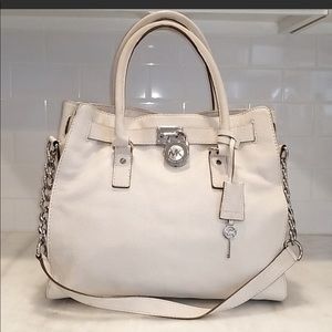 Michael Kors X-Large Cream & Silver Hamilton Tote